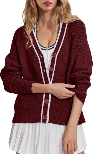 SuperPrity Cardigan Sweaters for Women Fashion 2024 Button Open Front Knit Oversized Cardigans Coat Fall Outfits Outwear