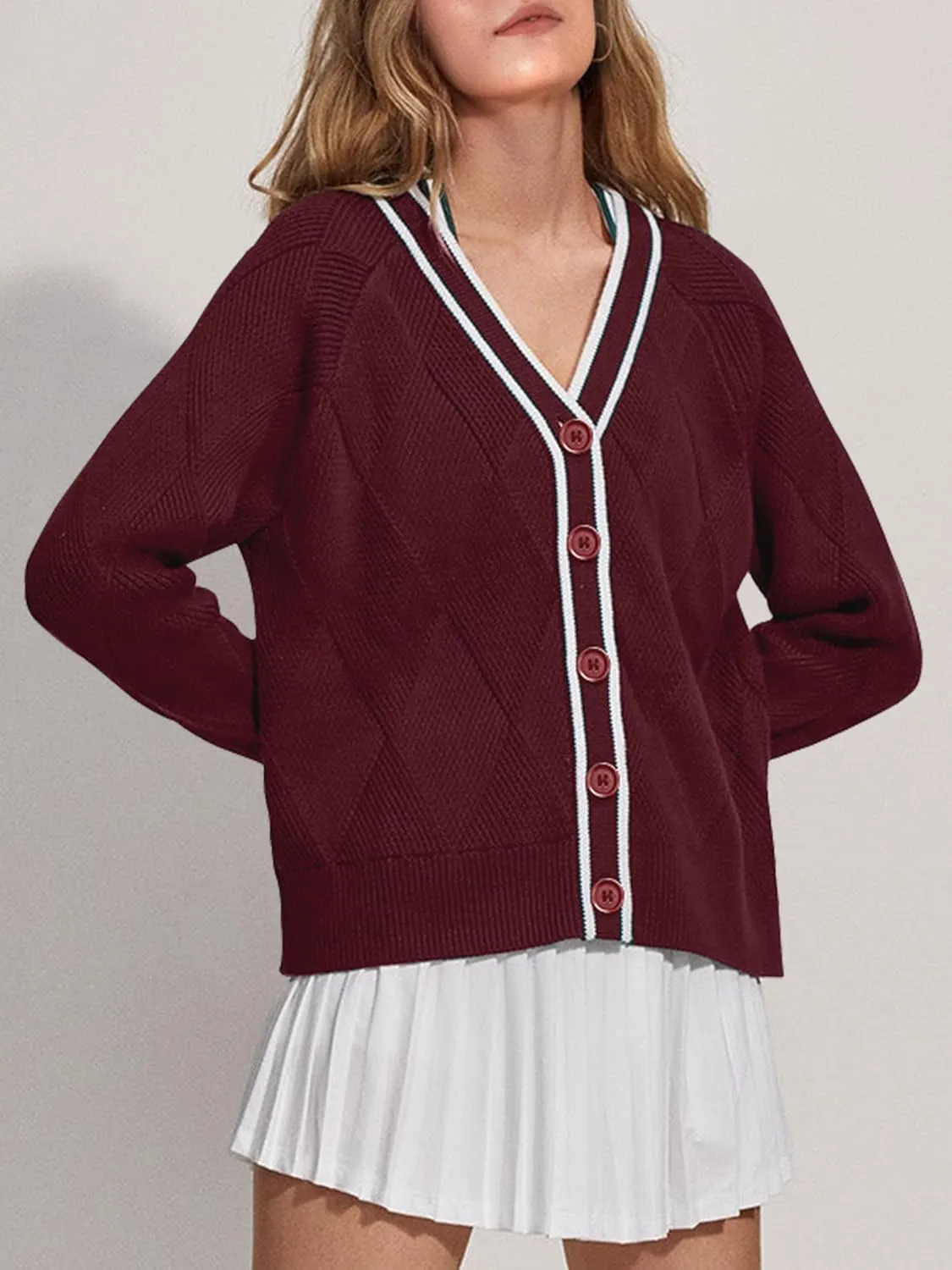 SuperPrity Cardigan Sweaters for Women Fashion 2024 Button Open Front Knit Oversized Cardigans Coat Fall Outfits Outwear
