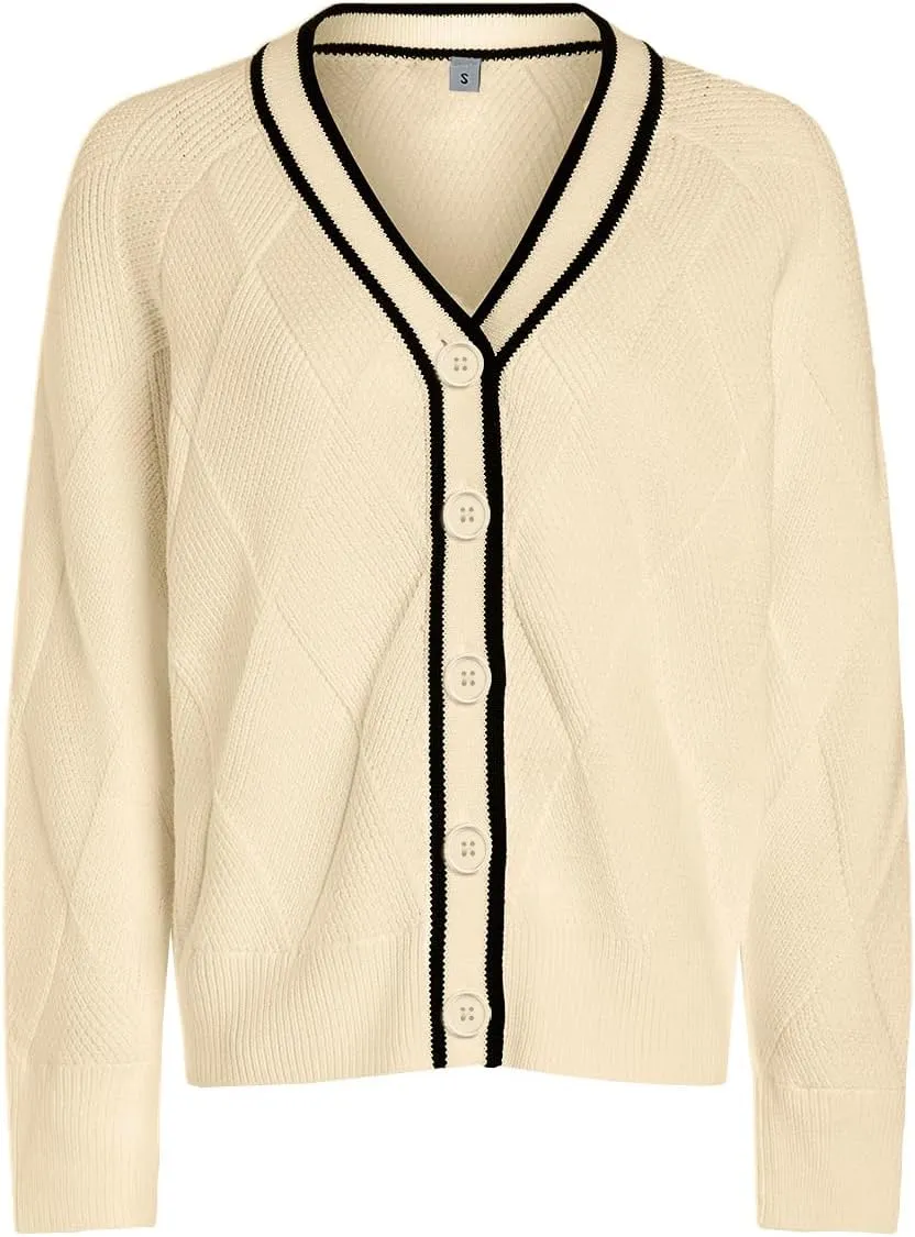 SuperPrity Cardigan Sweaters for Women Fashion 2024 Button Open Front Knit Oversized Cardigans Coat Fall Outfits Outwear