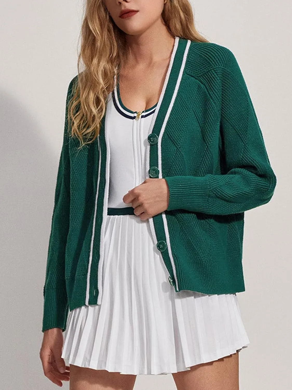 SuperPrity Cardigan Sweaters for Women Fashion 2024 Button Open Front Knit Oversized Cardigans Coat Fall Outfits Outwear