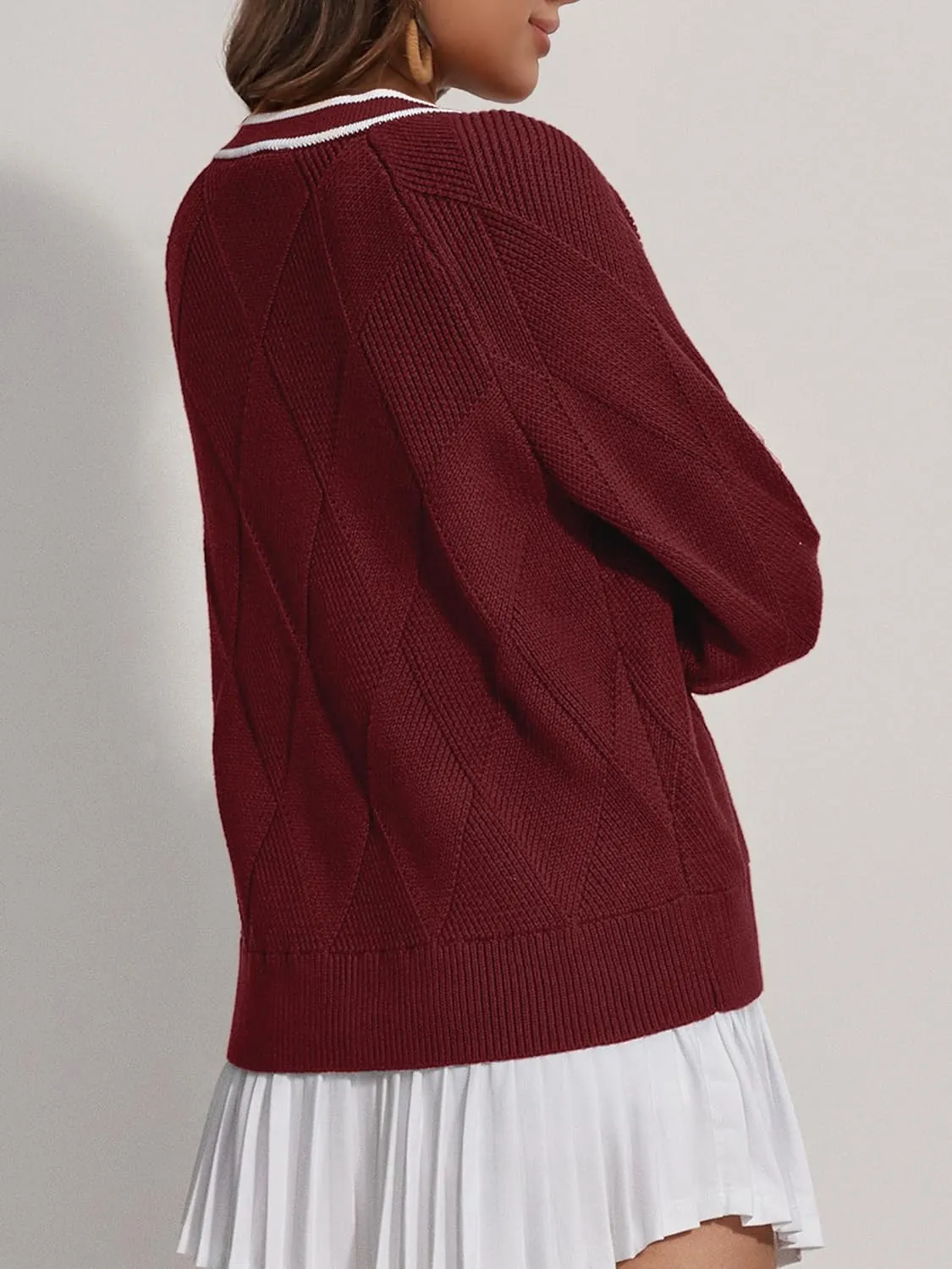 SuperPrity Cardigan Sweaters for Women Fashion 2024 Button Open Front Knit Oversized Cardigans Coat Fall Outfits Outwear