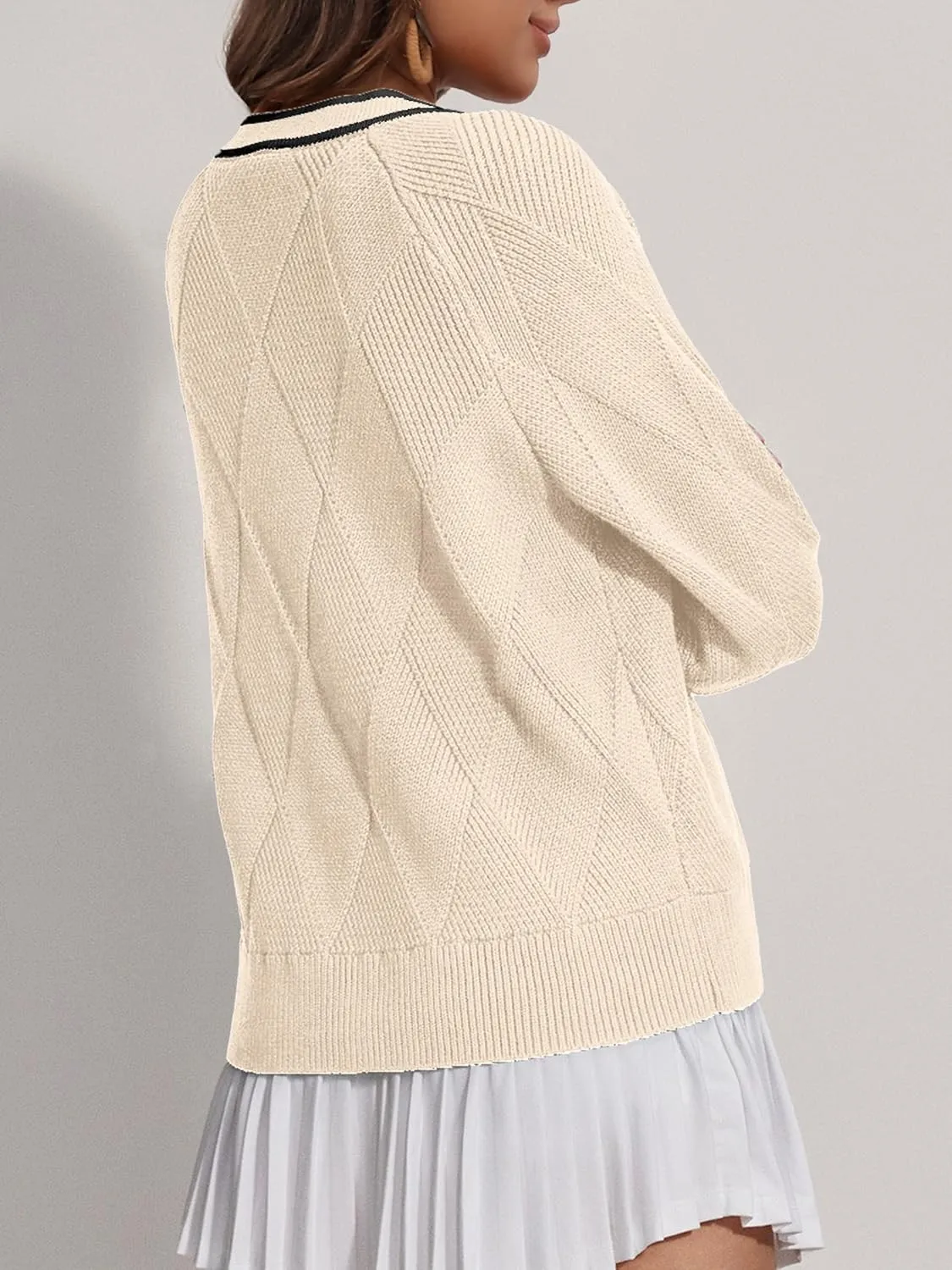 SuperPrity Cardigan Sweaters for Women Fashion 2024 Button Open Front Knit Oversized Cardigans Coat Fall Outfits Outwear