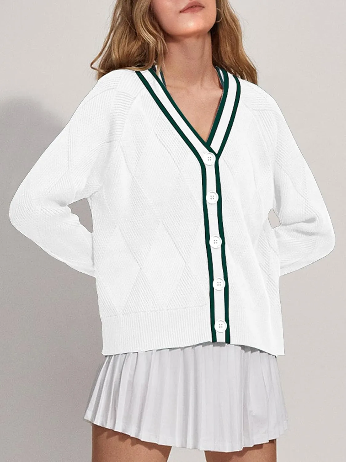 SuperPrity Cardigan Sweaters for Women Fashion 2024 Button Open Front Knit Oversized Cardigans Coat Fall Outfits Outwear