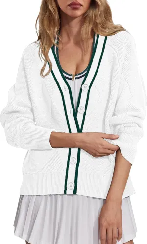 SuperPrity Cardigan Sweaters for Women Fashion 2024 Button Open Front Knit Oversized Cardigans Coat Fall Outfits Outwear