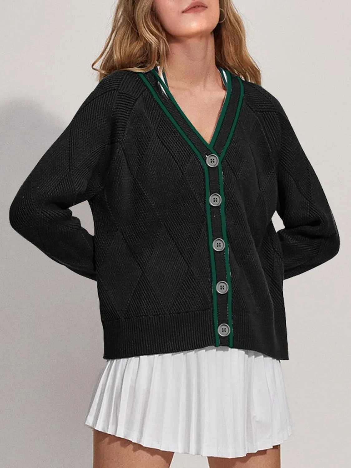 SuperPrity Cardigan Sweaters for Women Fashion 2024 Button Open Front Knit Oversized Cardigans Coat Fall Outfits Outwear