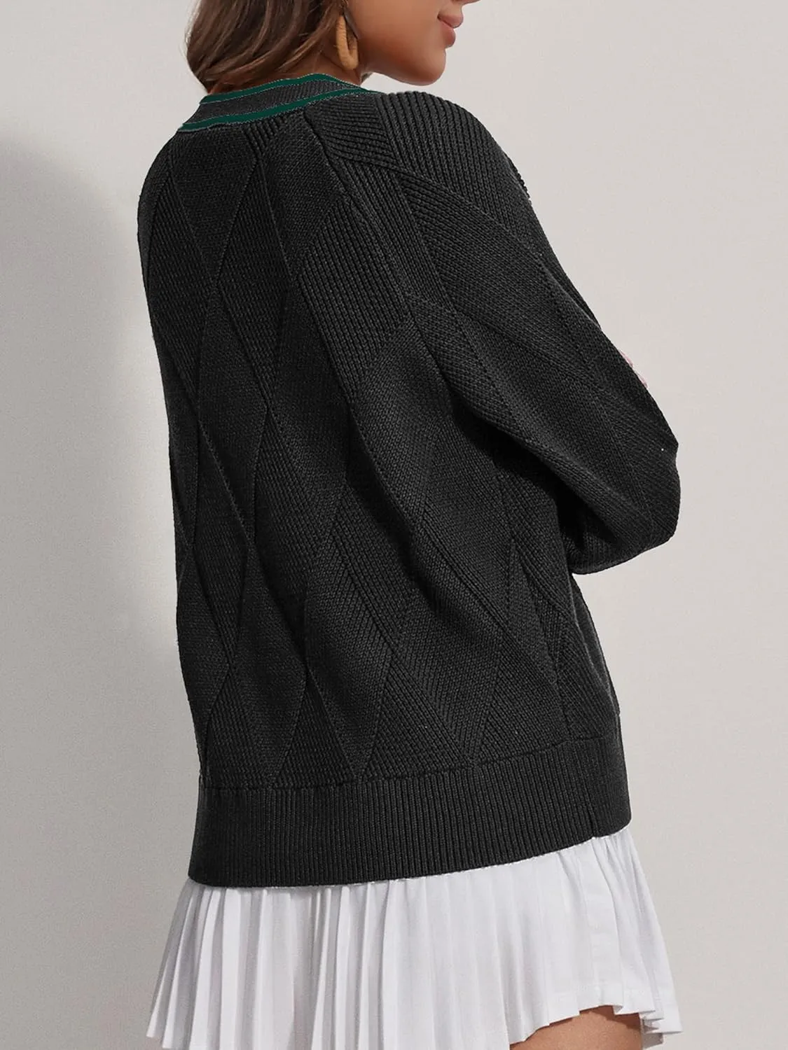 SuperPrity Cardigan Sweaters for Women Fashion 2024 Button Open Front Knit Oversized Cardigans Coat Fall Outfits Outwear