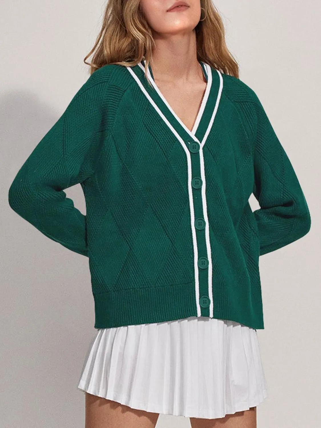 SuperPrity Cardigan Sweaters for Women Fashion 2024 Button Open Front Knit Oversized Cardigans Coat Fall Outfits Outwear