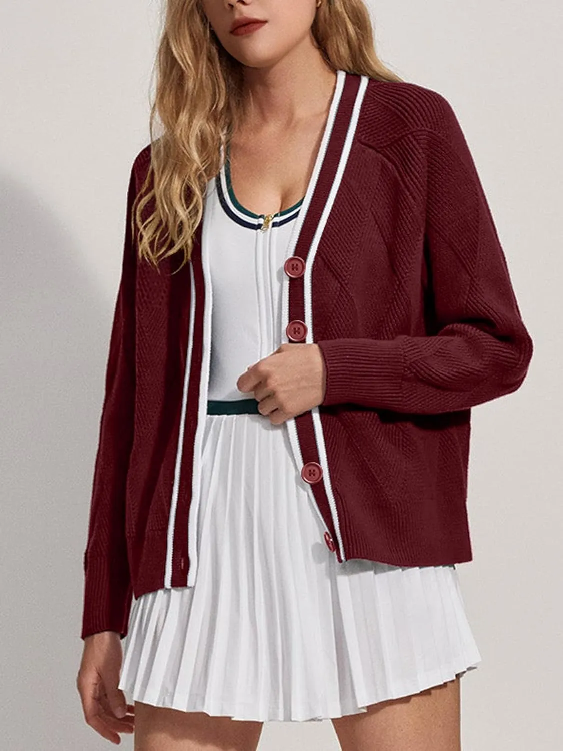 SuperPrity Cardigan Sweaters for Women Fashion 2024 Button Open Front Knit Oversized Cardigans Coat Fall Outfits Outwear