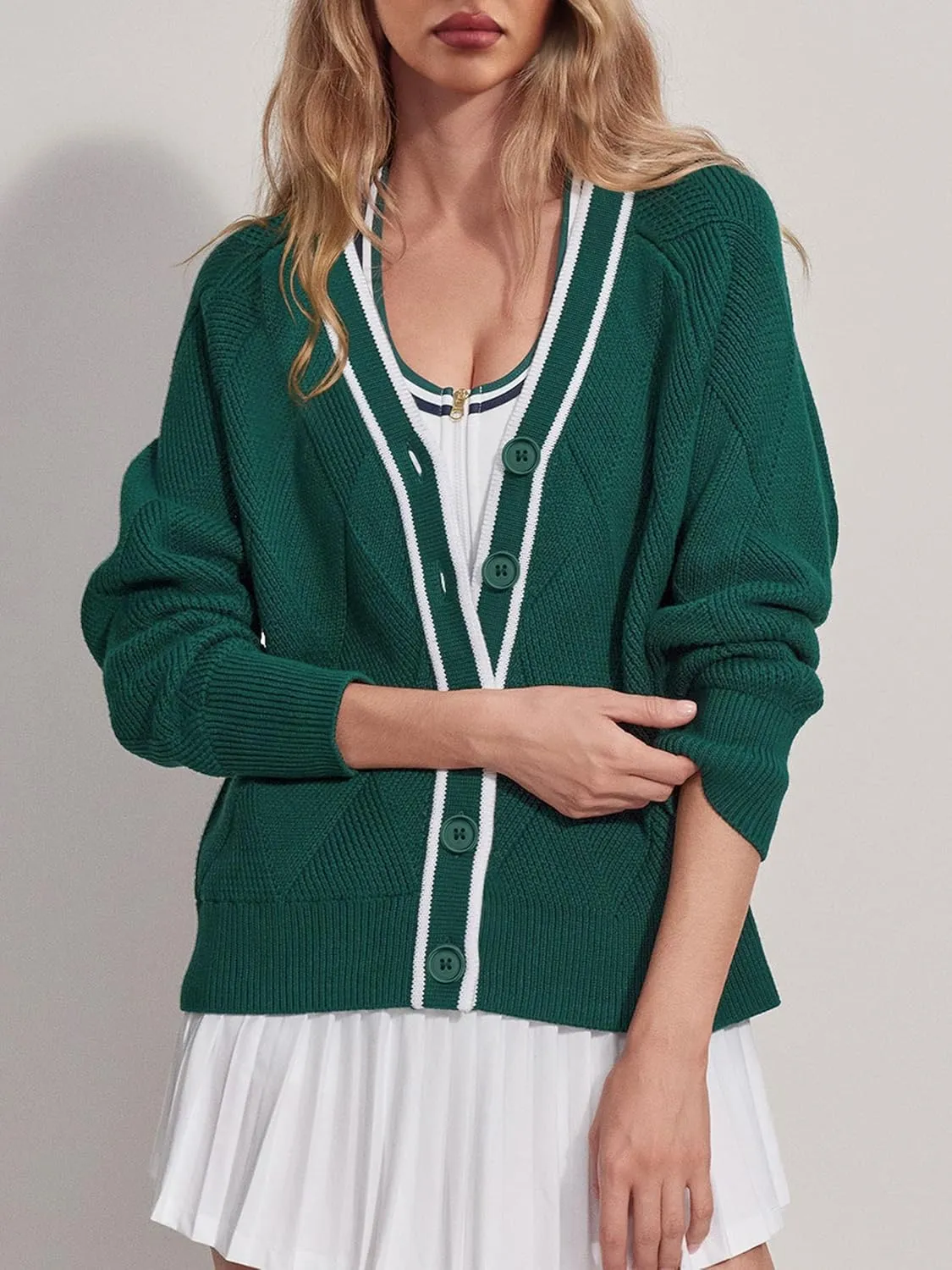 SuperPrity Cardigan Sweaters for Women Fashion 2024 Button Open Front Knit Oversized Cardigans Coat Fall Outfits Outwear