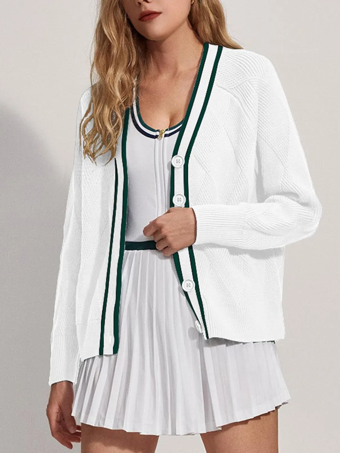 SuperPrity Cardigan Sweaters for Women Fashion 2024 Button Open Front Knit Oversized Cardigans Coat Fall Outfits Outwear
