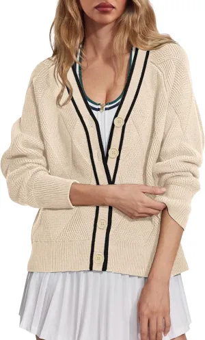 SuperPrity Cardigan Sweaters for Women Fashion 2024 Button Open Front Knit Oversized Cardigans Coat Fall Outfits Outwear