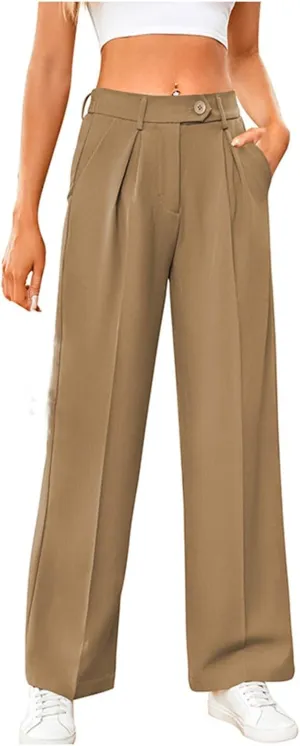Sweatpants for Women Plus Size Straight Leg Pants Wide Leg Dress Pants High Waisted Casual Trousers with Pockets