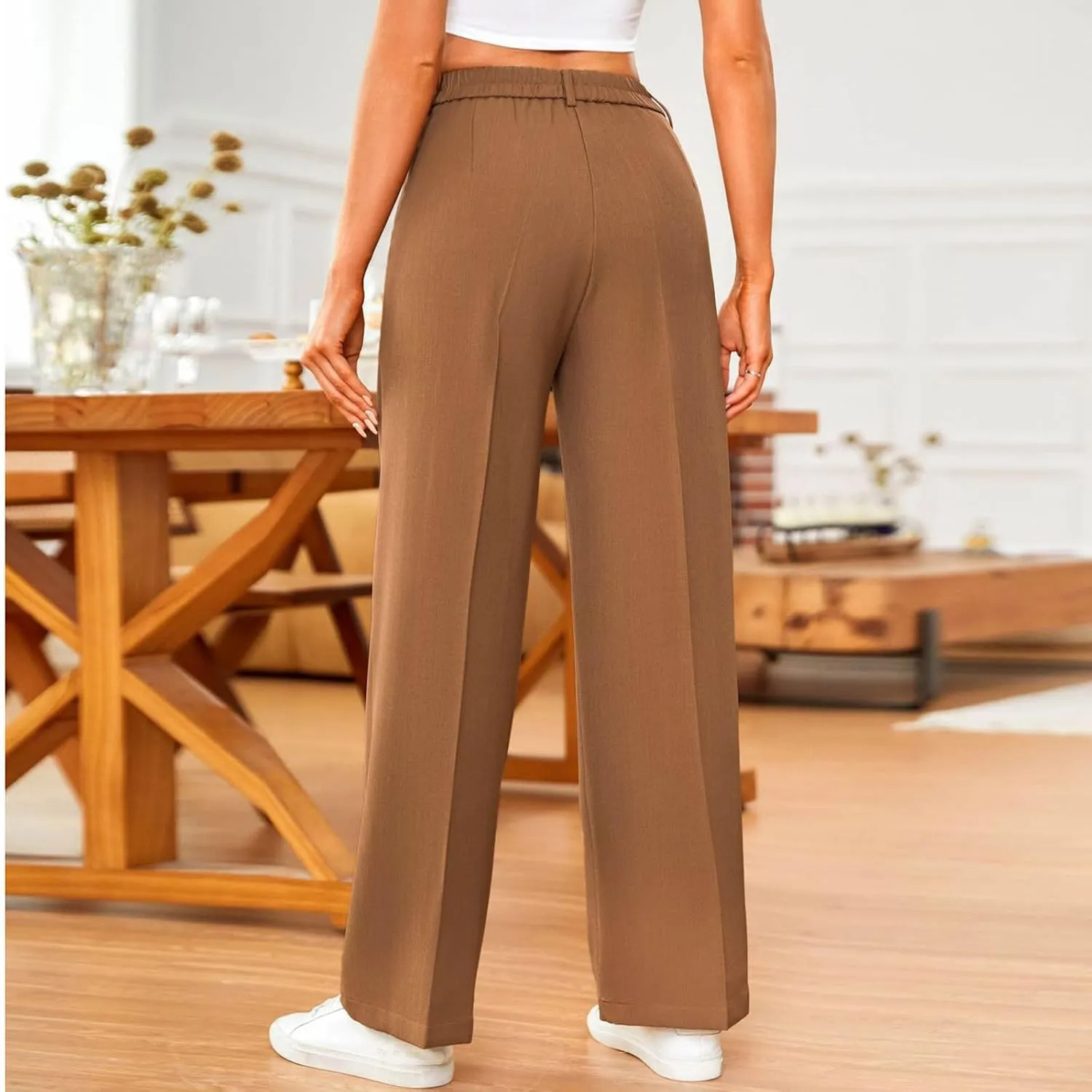 Sweatpants for Women Plus Size Straight Leg Pants Wide Leg Dress Pants High Waisted Casual Trousers with Pockets