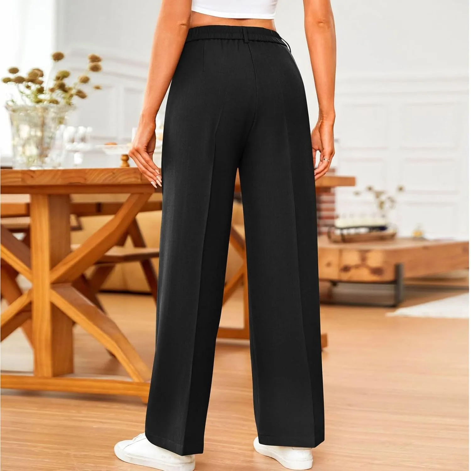 Sweatpants for Women Plus Size Straight Leg Pants Wide Leg Dress Pants High Waisted Casual Trousers with Pockets
