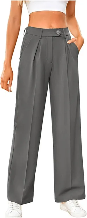Sweatpants for Women Plus Size Straight Leg Pants Wide Leg Dress Pants High Waisted Casual Trousers with Pockets