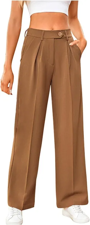 Sweatpants for Women Plus Size Straight Leg Pants Wide Leg Dress Pants High Waisted Casual Trousers with Pockets