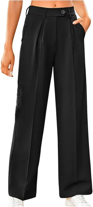 Sweatpants for Women Plus Size Straight Leg Pants Wide Leg Dress Pants High Waisted Casual Trousers with Pockets