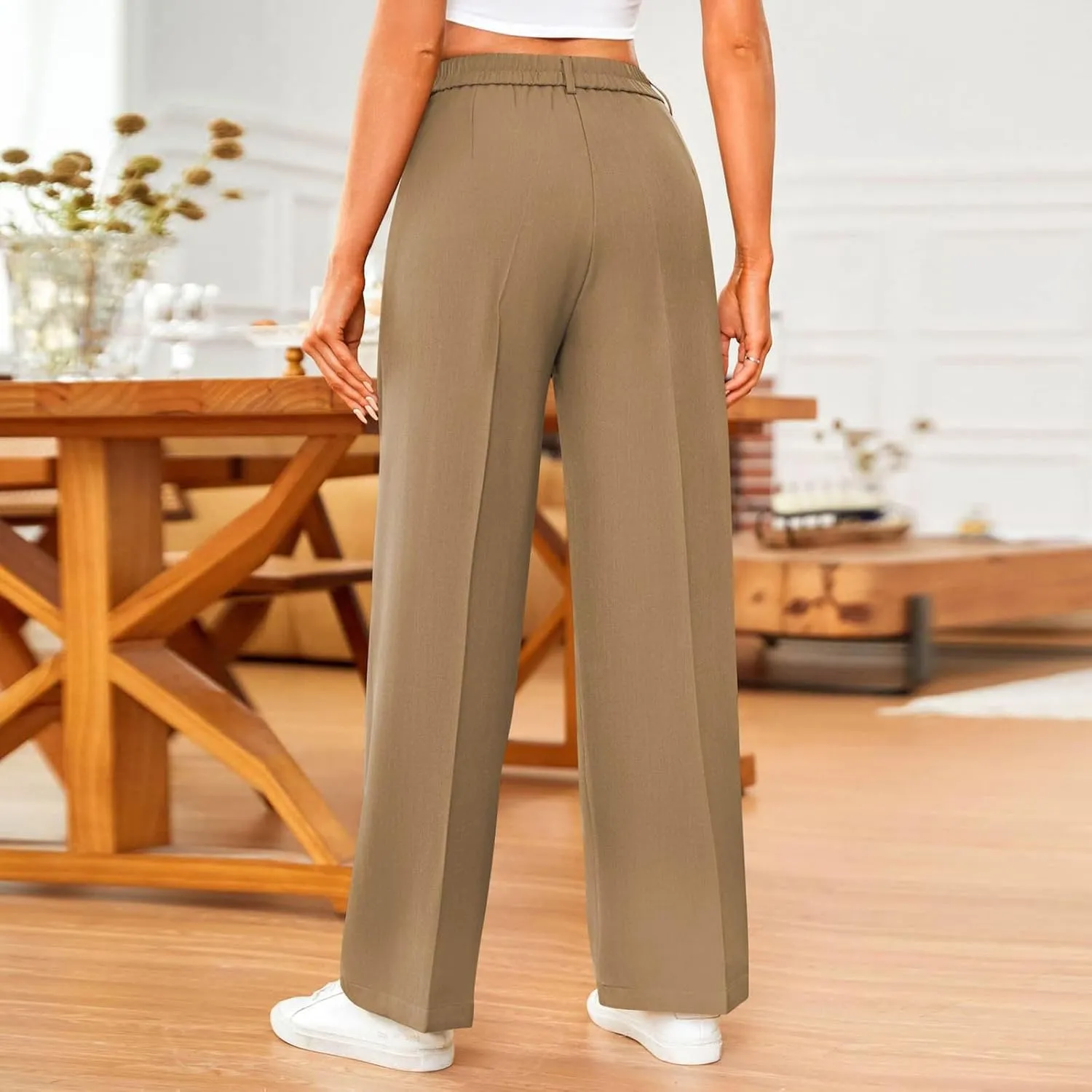 Sweatpants for Women Plus Size Straight Leg Pants Wide Leg Dress Pants High Waisted Casual Trousers with Pockets