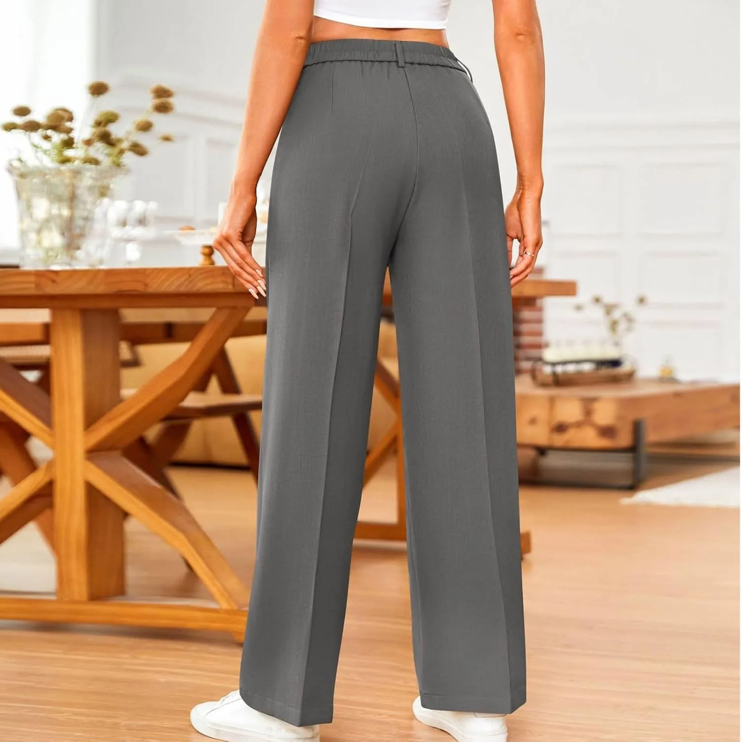 Sweatpants for Women Plus Size Straight Leg Pants Wide Leg Dress Pants High Waisted Casual Trousers with Pockets