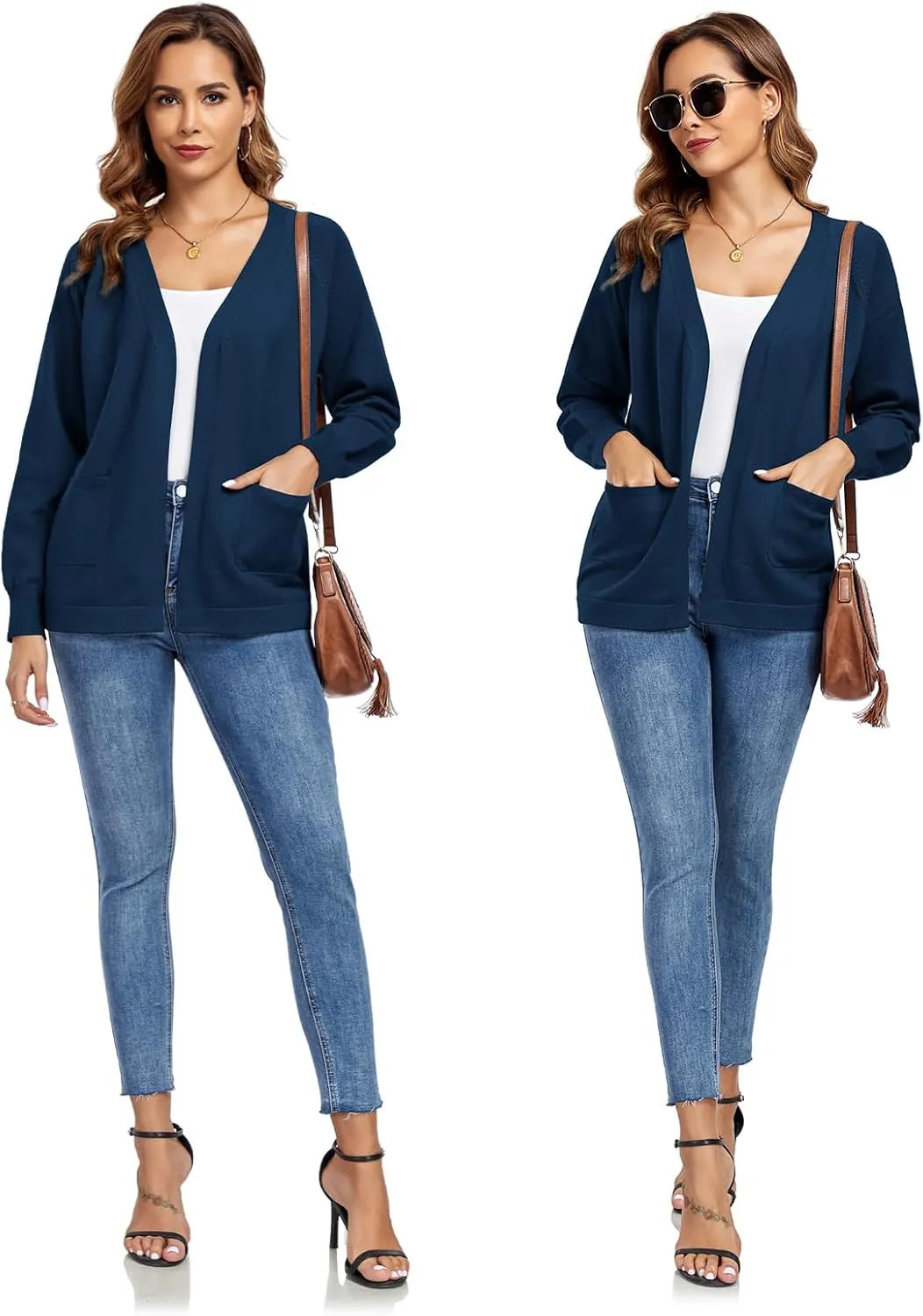 TownCat Women's Knit Cardigan Sweaters with Pocket Lightweight Long Sleeve Open Front Cardigans