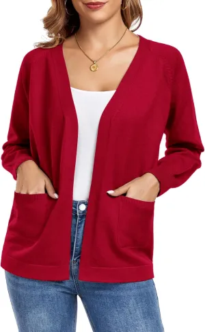 TownCat Women's Knit Cardigan Sweaters with Pocket Lightweight Long Sleeve Open Front Cardigans