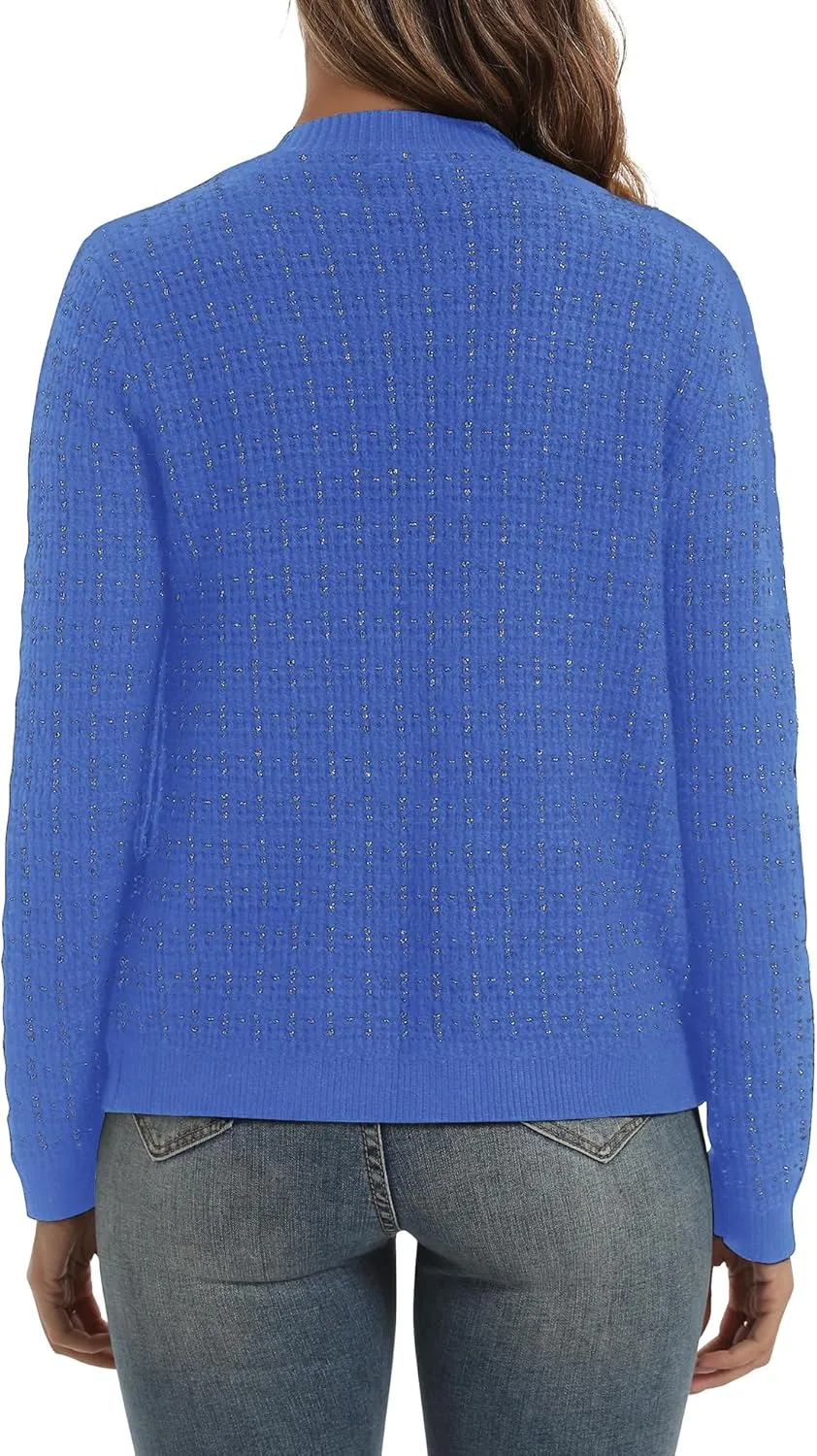 Urban CoCo Women's Open Front Button Down Knit Cropped Cardigan Casual Long Sleeve Sweater Jacket
