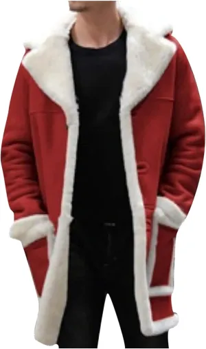usnsm Jackets for Men,Mens Casual Sherpa Fleece Lined Jackets Winter Fur Collar Long Trench Coats Outwears with Pockets