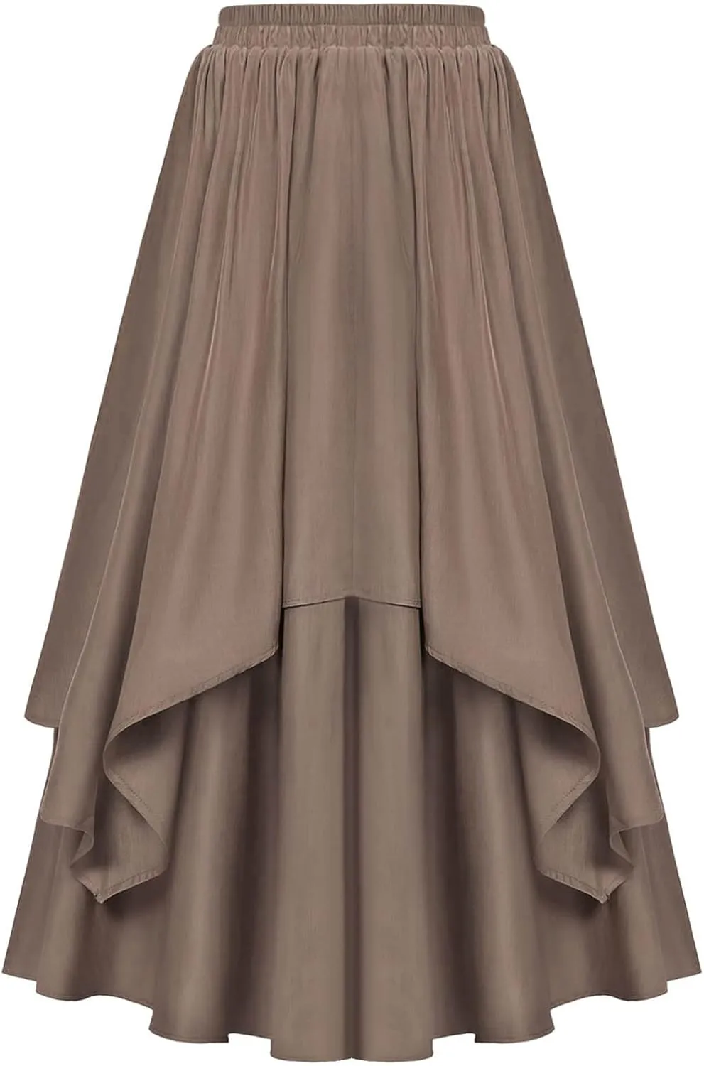 Vintage Renaissance Skirts for Women Double Layered Tiered Long Skirt High Waisted Asymmetrical Ruffle A Line Skirt