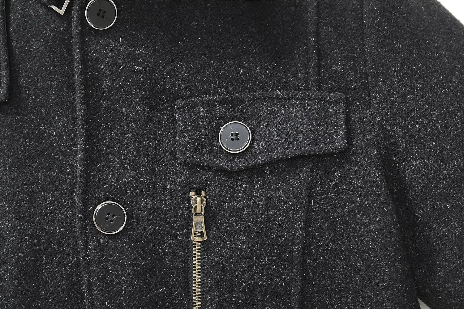 wantdo Men's Wool Blend Jacket Stand Collar Windproof Pea Coat