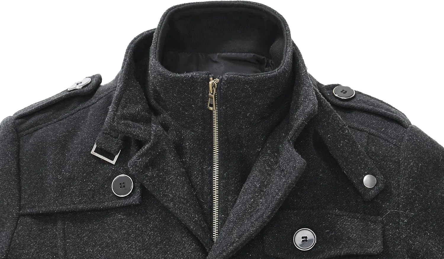 wantdo Men's Wool Blend Jacket Stand Collar Windproof Pea Coat