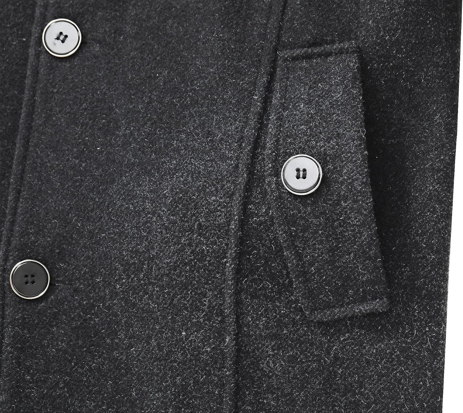 wantdo Men's Wool Blend Jacket Stand Collar Windproof Pea Coat