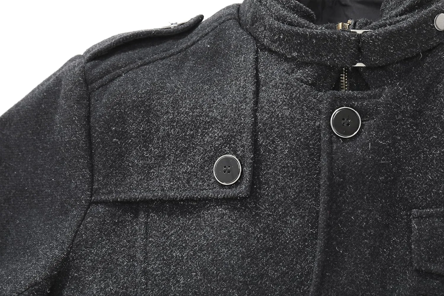 wantdo Men's Wool Blend Jacket Stand Collar Windproof Pea Coat