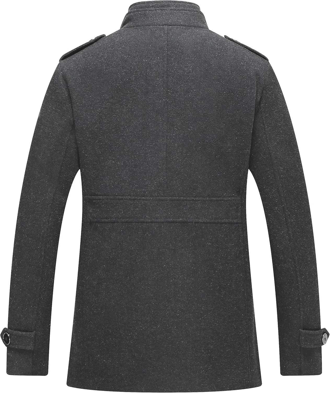 wantdo Men's Wool Blend Jacket Stand Collar Windproof Pea Coat