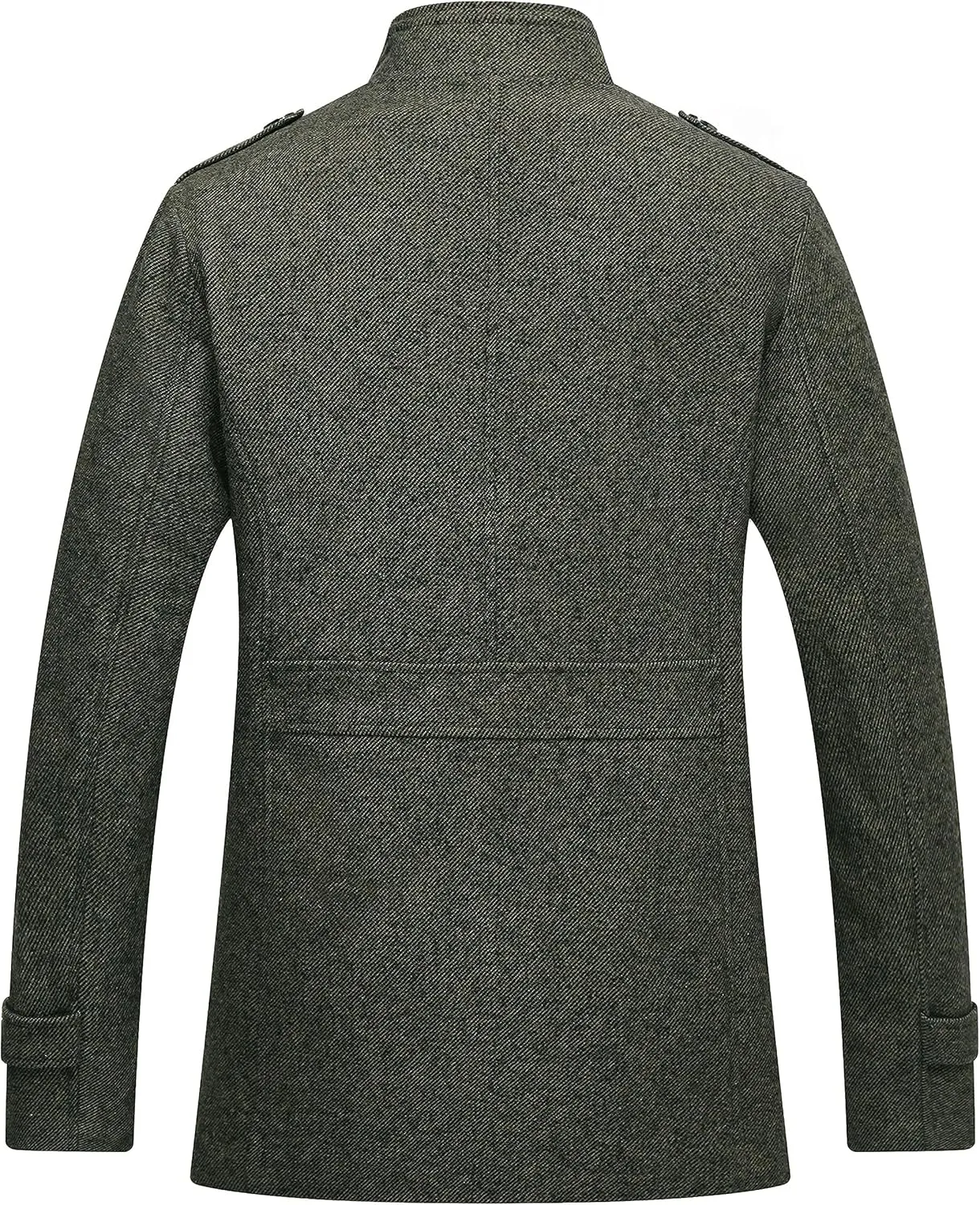 wantdo Men's Wool Blend Jacket Stand Collar Windproof Pea Coat