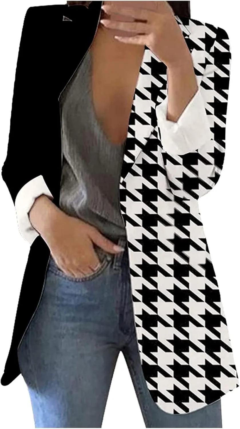WANZZXCSL Womens Casual Blazers Business Casual Dressy Long Sleeve Lightweight Jackets Spring Summer Cardigan Work Suit