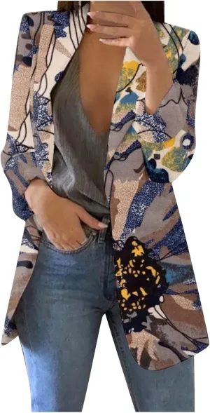 WANZZXCSL Womens Casual Blazers Business Casual Dressy Long Sleeve Lightweight Jackets Spring Summer Cardigan Work Suit