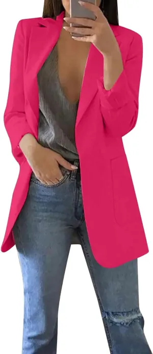 WANZZXCSL Womens Casual Blazers Business Casual Dressy Long Sleeve Lightweight Jackets Spring Summer Cardigan Work Suit