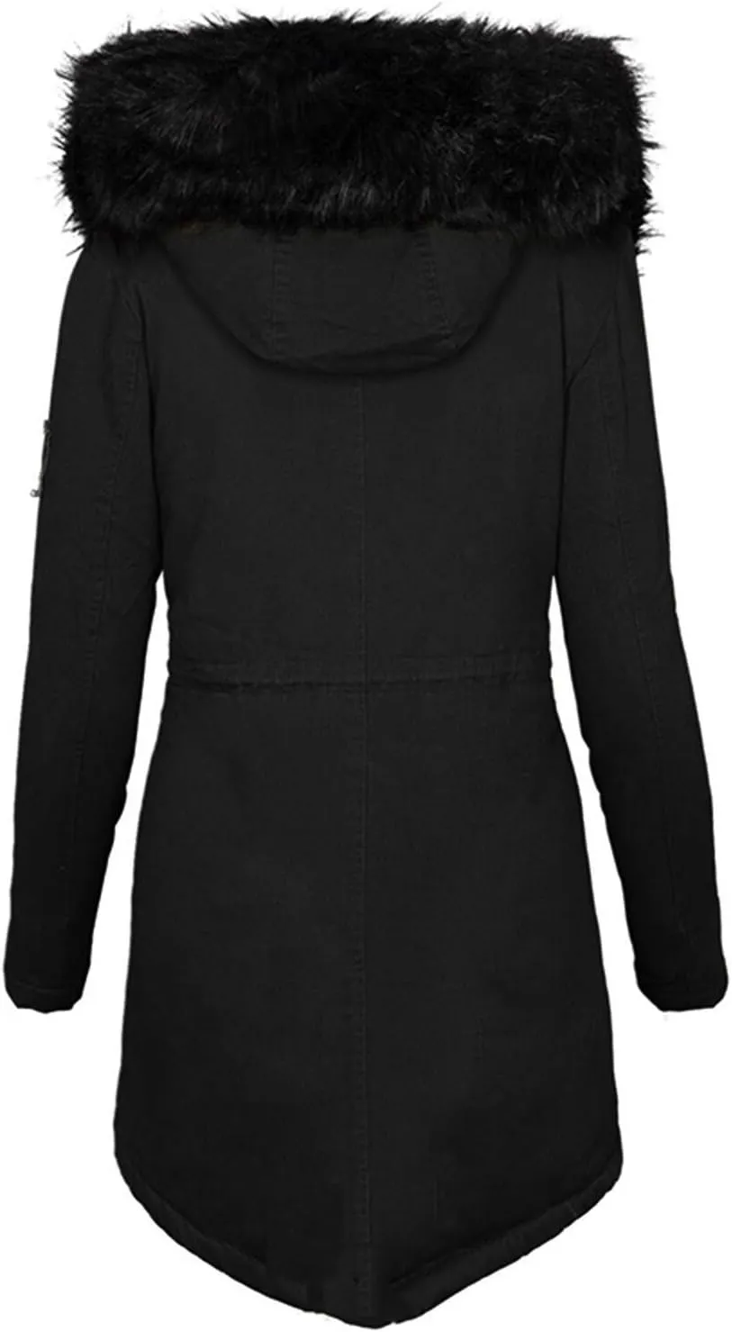 Warm Winter Fashion Coats,2023 Womens Hooded Jackets Thick Padded Loose Fleece Outerwear Oversized Faux Fur Coats