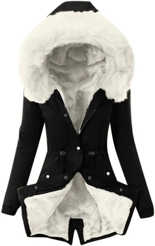 Warm Winter Fashion Coats,2023 Womens Hooded Jackets Thick Padded Loose Fleece Outerwear Oversized Faux Fur Coats