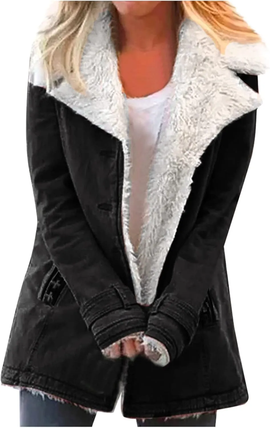 Winter Fashion Coats for Women Warm Coats Casual Fuzzy Fleece Sherpa Jackets Hoodies Pullover Plus Size Jacket