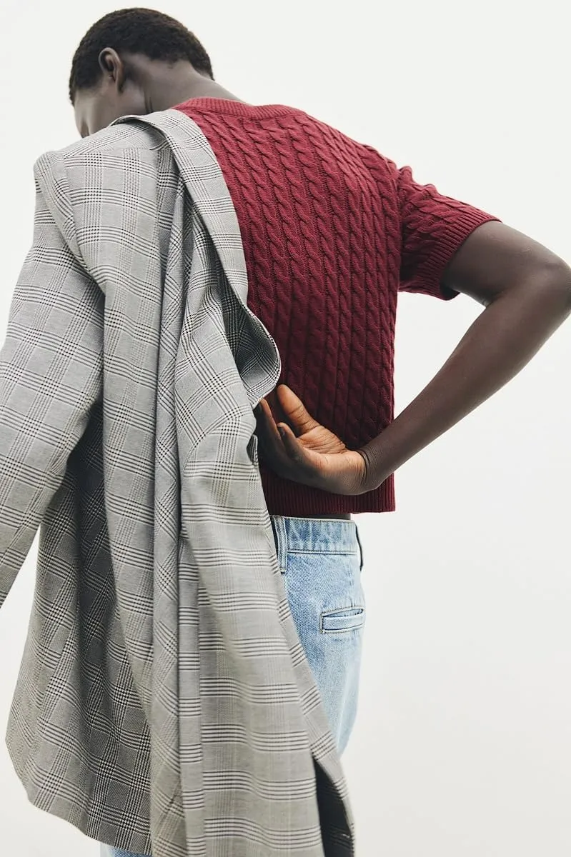 Women Cable Knit Cardigan Sweaters Short Sleeve Vintage Button Down Y2k Crop Knit Cardigan Casual Soft Sweater
