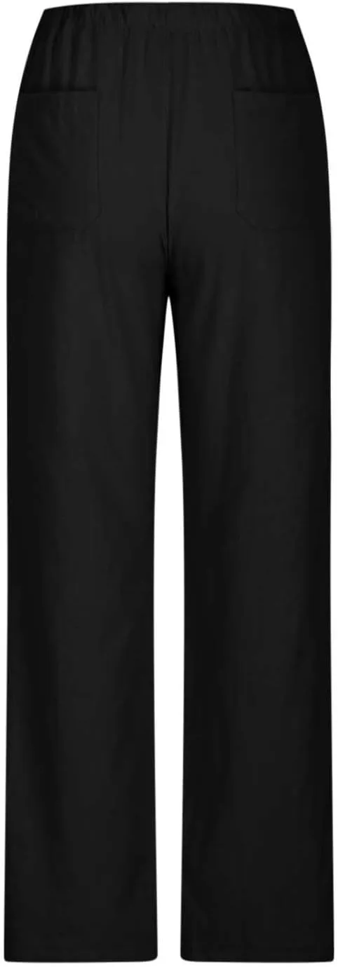 Women Drawstring Solid Color Trousers Soft Loose Wide Leg Pants Casual Lightweight Straight Leg Pants with Pockets