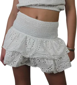 Women Floral Lace Mini Skirts Y2K Low Waist Pleated Ruffled Hem Layered Skirts Short Skirts Aesthetic Streetwear