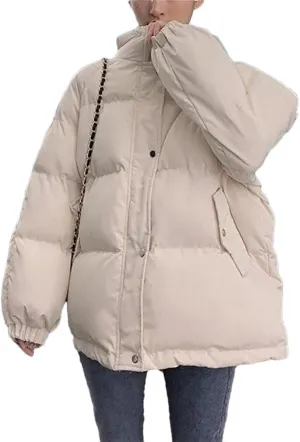 Women Winter Short Down Jacket Thick Hooded Cotton Padded Coats Loose Puffer Parkas