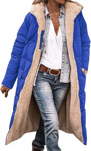 Women's 2024 Winter Fashion Clothes Outerwear with Pockets Hooded Fleece Jacket Full Zip Black Padded Coats