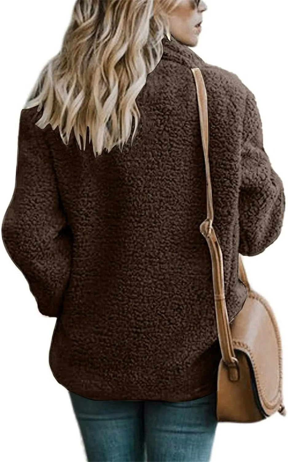 Women's 2024 Winter Faux Fur Coats Lapel Long Sleeve Fuzzy Fleece Outerwear Button Sherpa Trench Jackets Fall Outfits