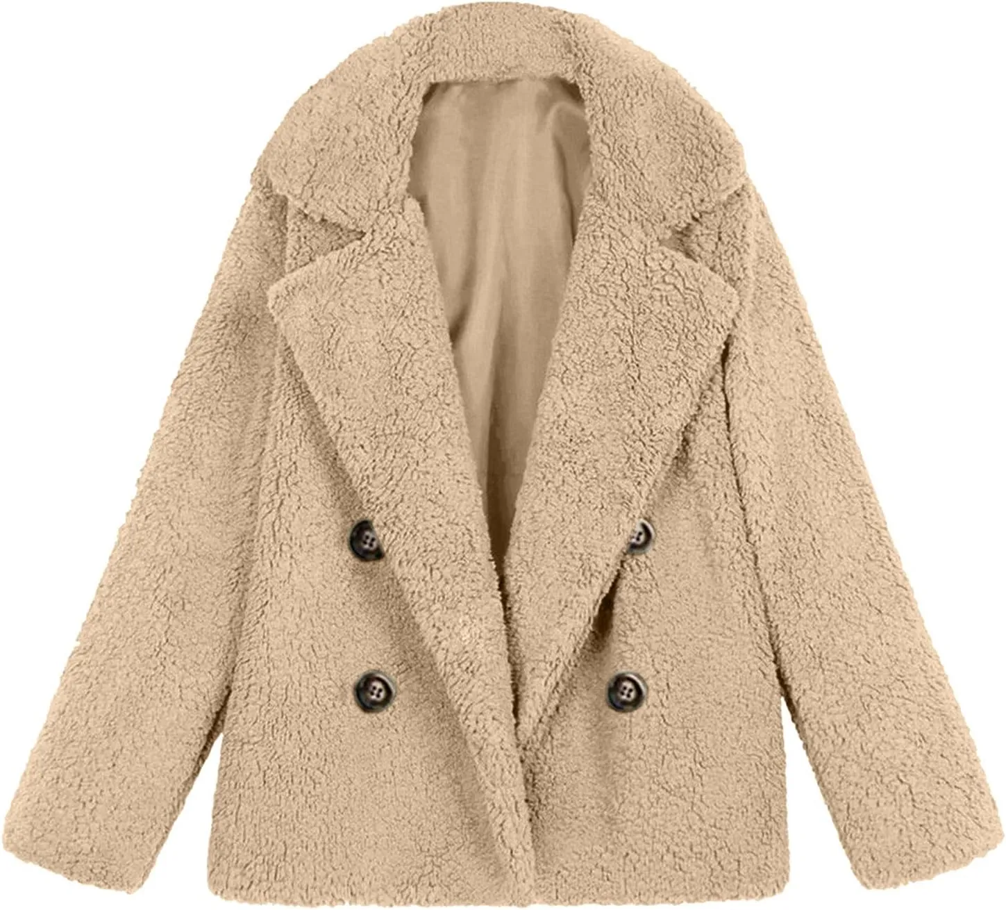 Women's 2024 Winter Faux Fur Coats Lapel Long Sleeve Fuzzy Fleece Outerwear Button Sherpa Trench Jackets Fall Outfits