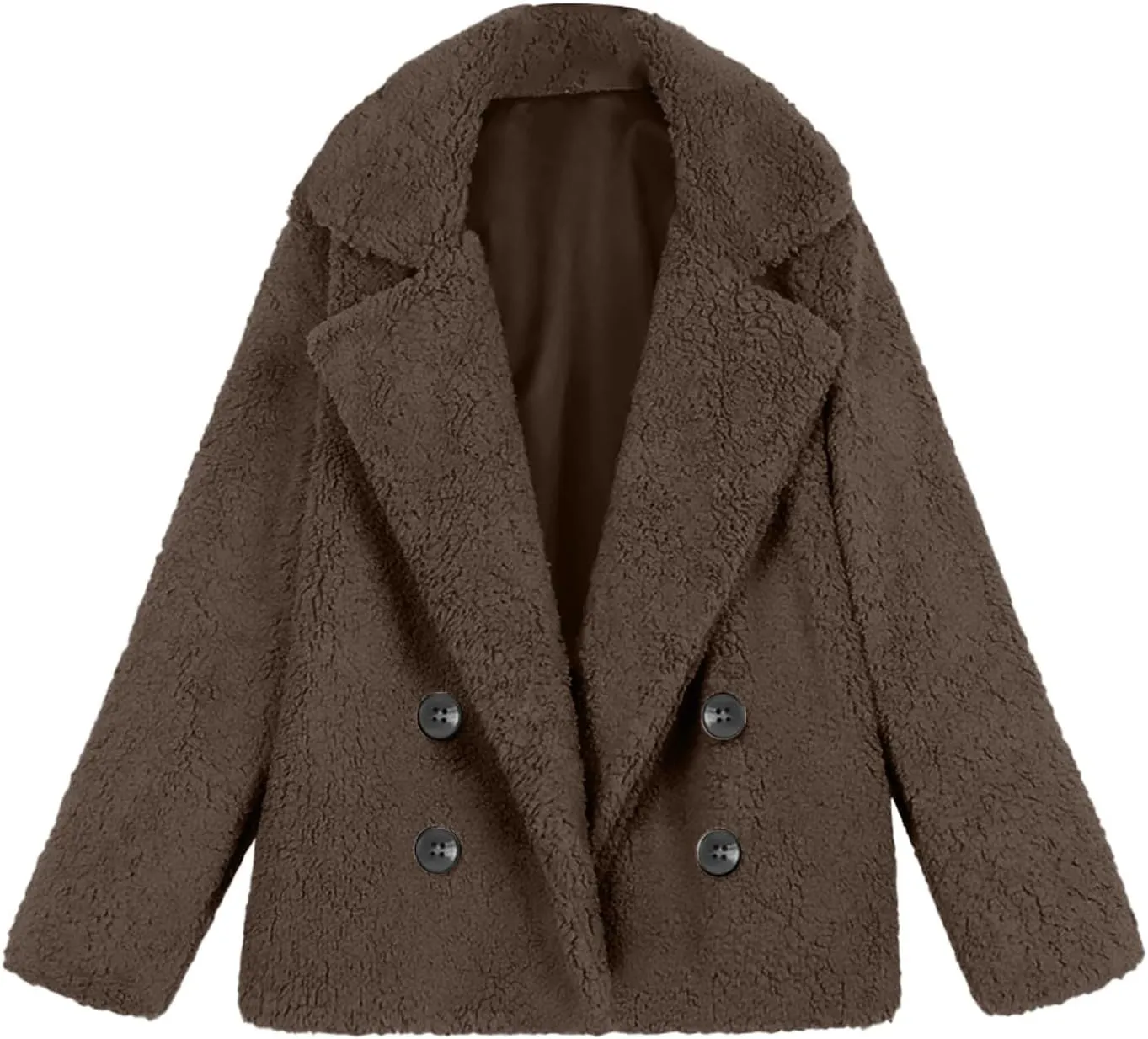Women's 2024 Winter Faux Fur Coats Lapel Long Sleeve Fuzzy Fleece Outerwear Button Sherpa Trench Jackets Fall Outfits