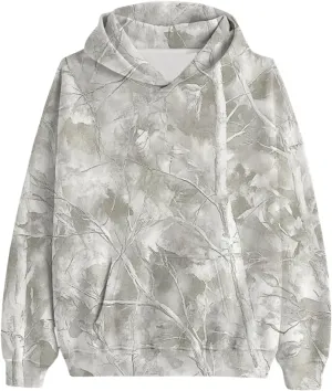Womens Camo Hoodies Casual Loose Fit Long Sleeve Sweatshirts Oversized Maple Leaf Print Pullover Tops with Pocket