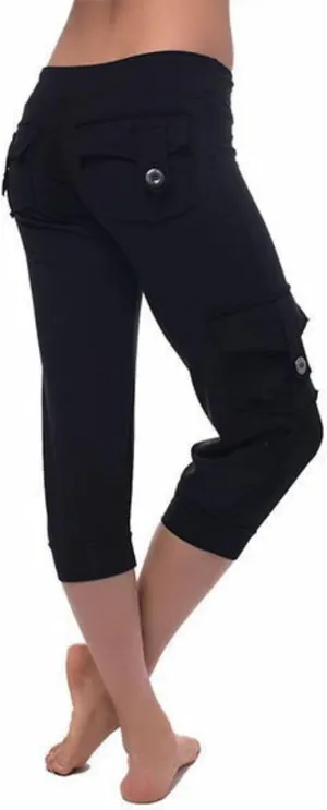Womens Cargo Yoga Pants Casual Lightweight Drawstring Elastic Waist Pants Capris Stretch Athletic Travel Trouser